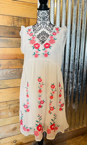Sweet Memories Ivory Embroidery Dress
