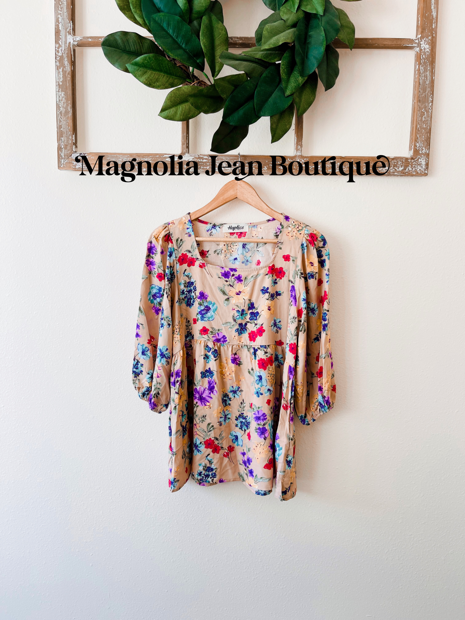 Spring Fling Taupe Floral Top