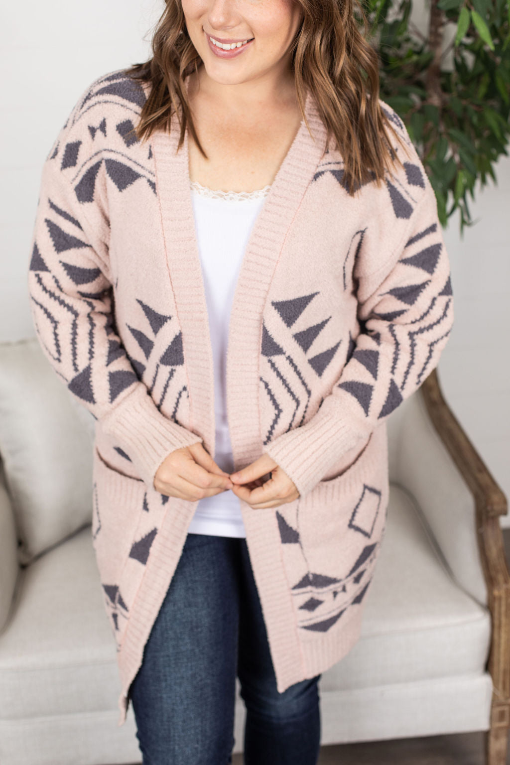 Cozy Blush/Charcoal Cardigan