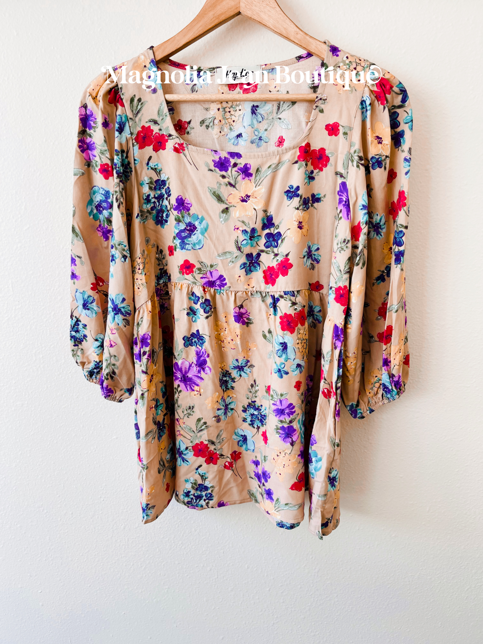 Spring Fling Taupe Floral Top
