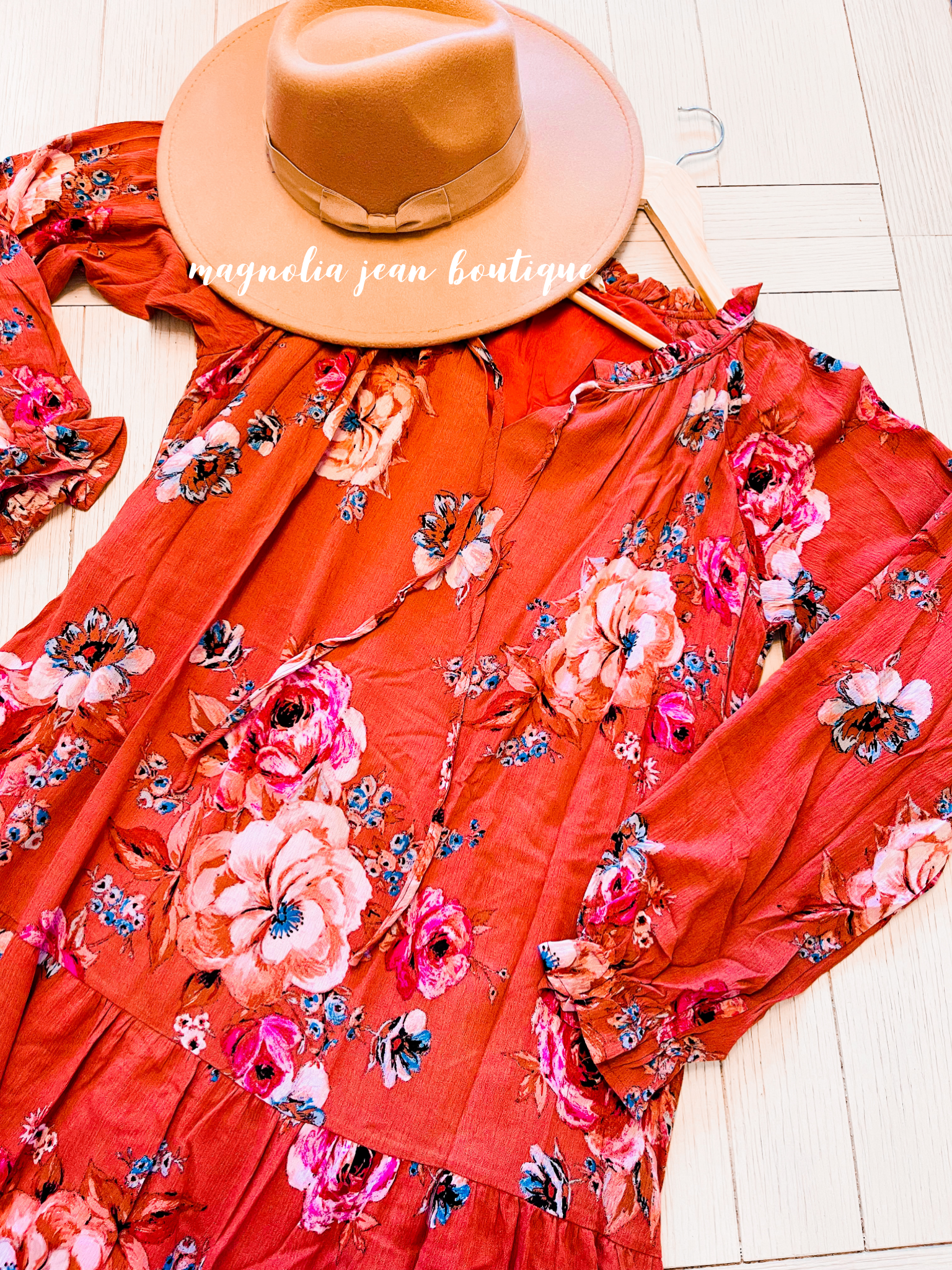 Blessed Life Rust Floral Maxi Dress