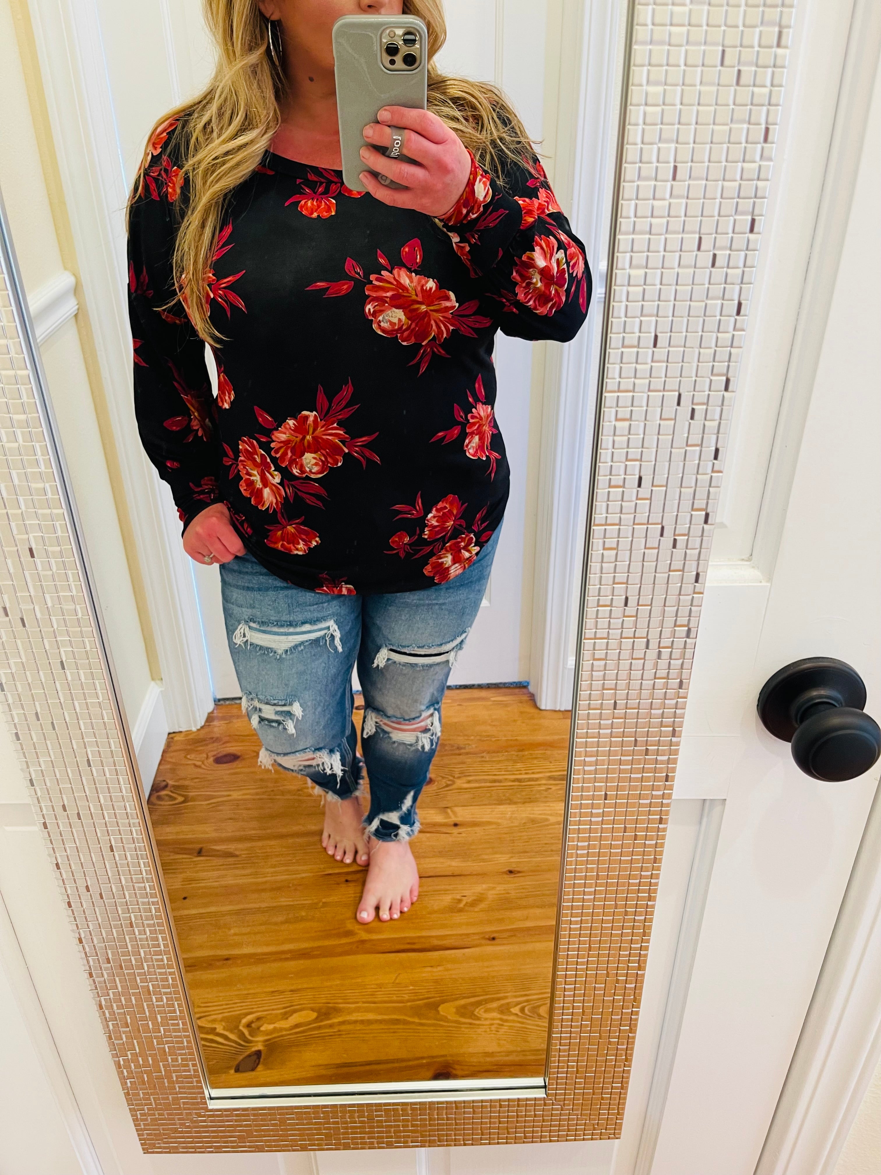 Caroline Top Black Floral
