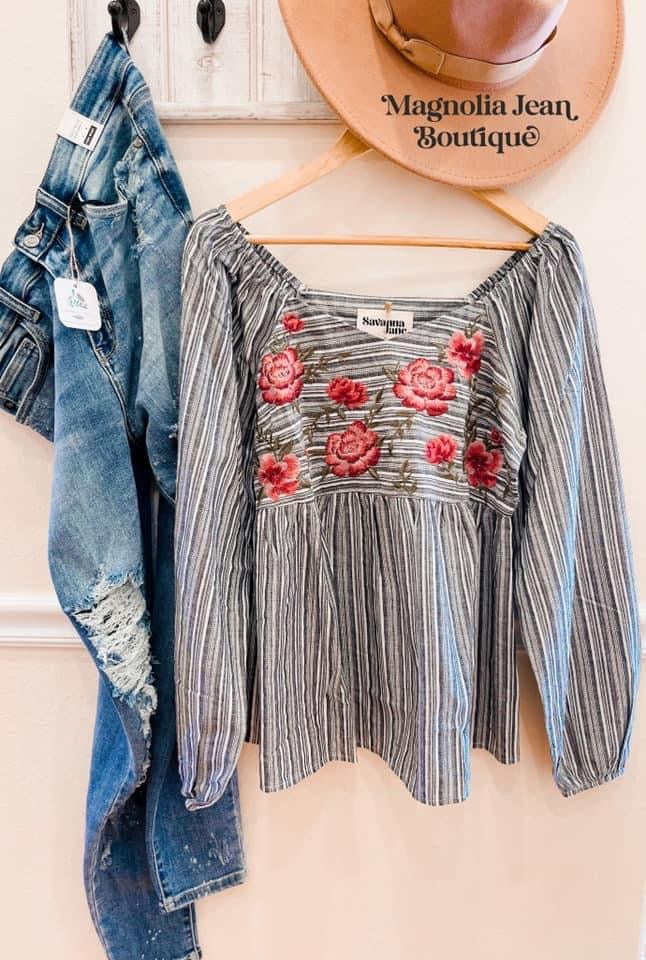 Gypsy Rose Embroidery Top