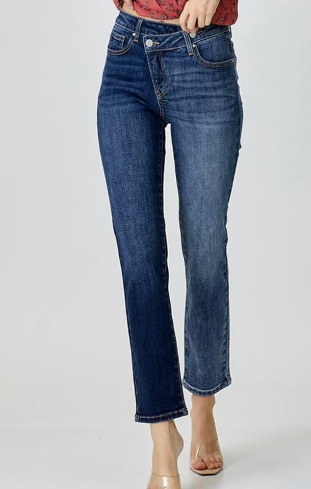 Tilly Cross Over Mid Rise Skinny Jean