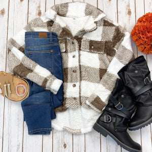 $20 Fundraiser Sherpa Shaket- Tan Plaid