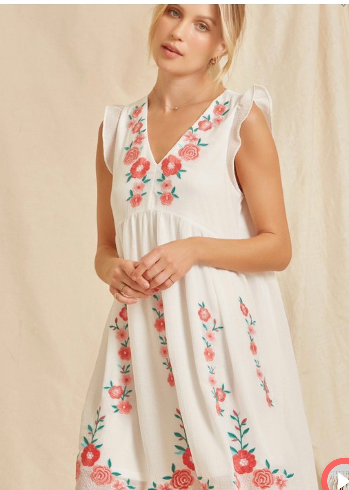 Sweet Memories Ivory Embroidery Dress