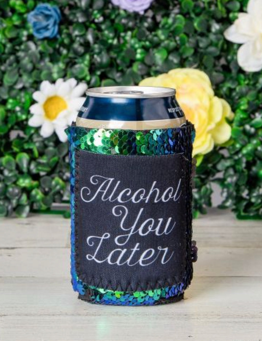 Peachy Keen Alcohol You Later Sequin Can Coolers
