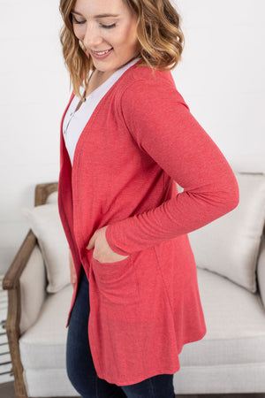 Rachael Ribbed Cardigan Faded Red